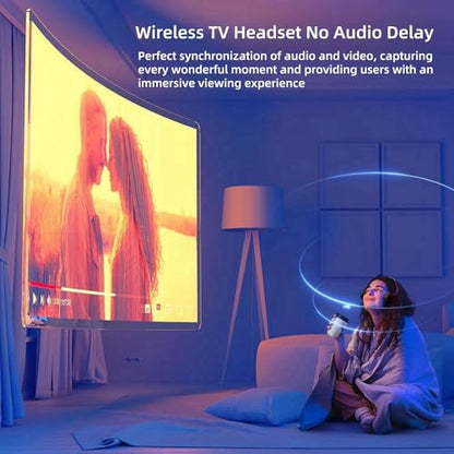 Wireless Headphones for TV, Bluetooth5.3 Over Ear Headphone with RM Radio Function, Lightweight Wireless TV Headset for Seniors, 30Hrs Playtime, No Audio Delay Blutooth Headsets for TV,Phone,Computer