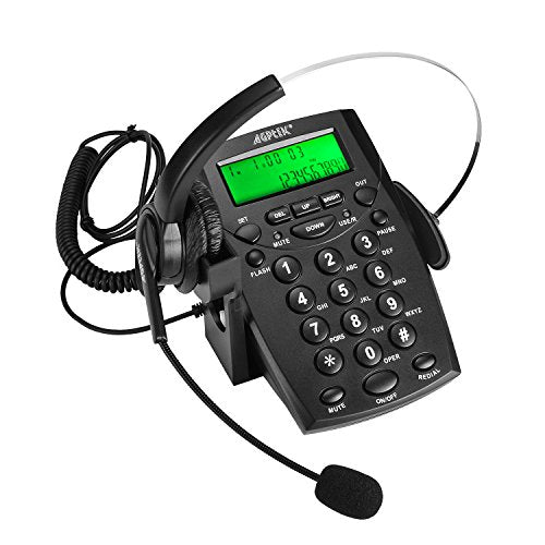 AGPtek® Call Center Dialpad Headset Telephone with Tone Dial Key Pad & REDIAL
