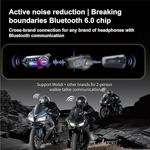 Motorcycle Bluetooth Headset with Microphone,Wireless Helmet Intercom Communication System, Noise Canceling, Ultra-Long Battery Life, Fit for Full-Face Helmets, Riding & Delivery