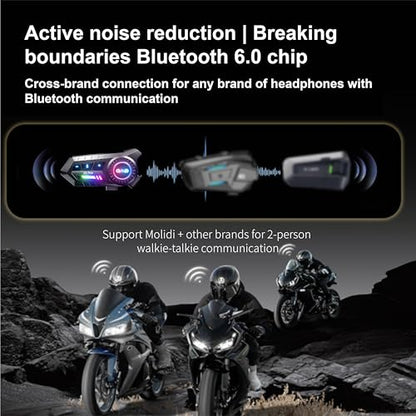 Motorcycle Bluetooth Headset with Microphone,Wireless Helmet Intercom Communication System, Noise Canceling, Ultra-Long Battery Life, Fit for Full-Face Helmets, Riding & Delivery