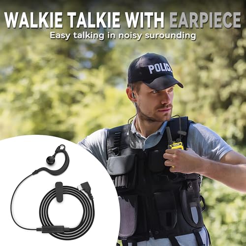 T4 FRS Two Way Radio Earpiece with Mic, Walkie Talkie Long Range for Adults, IP67 Waterproof Walkie Talkies, 22 Channel, NOAA Wheather Alert, PTT, VOX, Yellow, 4Pack