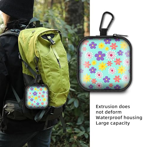 Square Data Cable Earbud Charger Coin Storage Bag Shockproof and Drop-Proof EVA Material Compatible with AirPod(Small Flowers) - color: small flowers