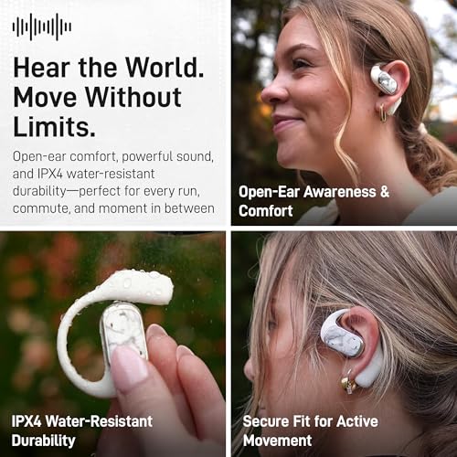 Groovz Open-Ear Plus True Wireless Headphones with Battery Display - Designed & Engineered in the USA - Multi-Point Pairing Bluetooth Open Ear Earbuds Compatible with Apple & Android - Rose Gold - color: Rose Gold