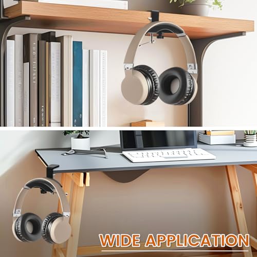 Headphone Hanger, PC Gaming Headset Stand Adjustable Clamp-On Headphone Hook Mount, Universal Fit for PC Accessories, Headphone Holder Under Desk
