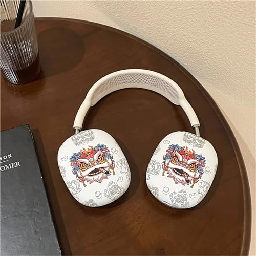 Case Compatible with AirPods Max Headphones, Cute Anime Lion Soft TPU Anti-Scratch Protective Ear Cup Covers Headphone Cases for Woman Kids Man - color: White Lion