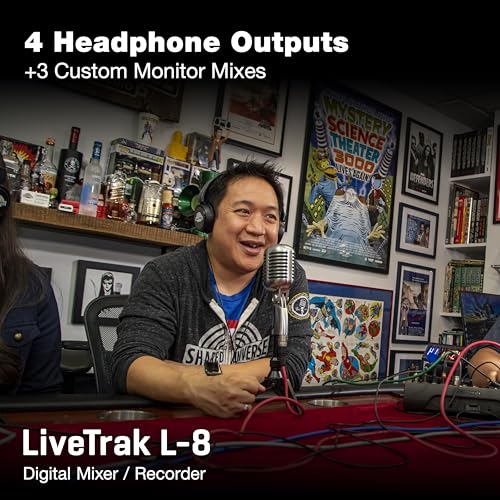 Zoom LiveTrak L-8 Battery Powered Mixer/Recorder for Musicians & Podcasters | 8-channel digital mixer with 12-in/4-out USB interface and 6 sound pads for podcasting, music and live streaming