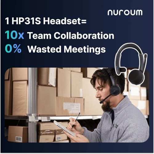 NUROUM HP31S Single Ear Wireless Headset with Noise Cancelling Mic & Dongle | Charging Stand, Multi-Point, All-Day Comfort, Long Battery Life, One Button Mute, Versatile Connectivity