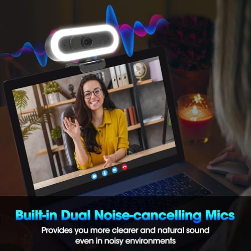 ToLuLu 2K Streaming Webcam Web Cam, LED RGB Webcam with Microphone & Light | Autofocus Computer Camera with Cover and Tripod, Plug-Play USB Web cam for PC Desktop/MacBook Gaming Video Calling - style: 2K Autofocus RGB Ring Light webcam