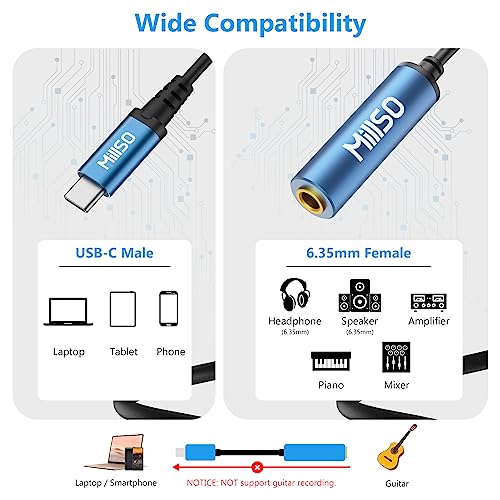 USB Type C to 1/4 Headphone Adapter 6.35mm Female to USB C Adapter | Stereo TRS 1/4 Female to USB C Aux Audio Jack Adapter for Amplifier, Mixer, Home Theater, Phone, Laptop, 6.35mm Headphone - style: USB-C Male to 1/4 Female