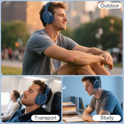 B8 Bluetooth Headphones Over Ear, 6 EQ Music Modes and 50H Playtime Deep Bass Wireless Headphones with Mic, Lightweight Folding HiFi Stereo Headset for iPad/Travel/Tablet/PC/Home Blue - color: Blue