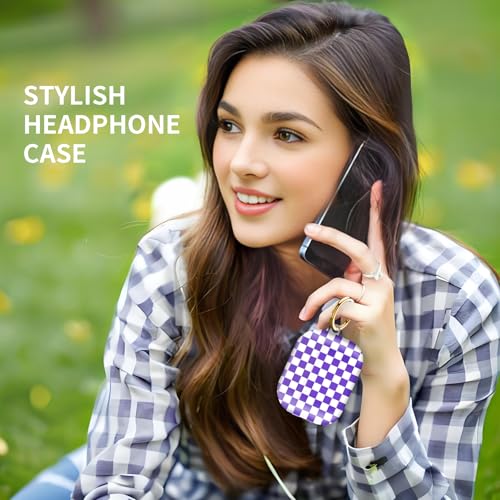 Compatiable for AirPod Pro 2nd/1st Generation Case,Lightweight & Durable Resistant Hard Case with Keychain,Stylish Design AirPod Case Cover for Women(Purple Checker) - color: Purple Checker