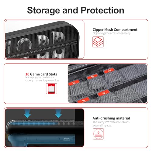 Gaekol Slim Carrying Case for Nintendo Switch 2 (2025), Portable Hard Shell Travel Case for Switch 2 Console, Game Slots, Joy-Cons and other Accessories (PU Leather-Black) - style: Pu Leather-black