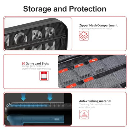Gaekol Slim Carrying Case for Nintendo Switch 2 (2025), Portable Hard Shell Travel Case for Switch 2 Console, Game Slots, Joy-Cons and other Accessories (PU Leather-Black) - style: Pu Leather-black
