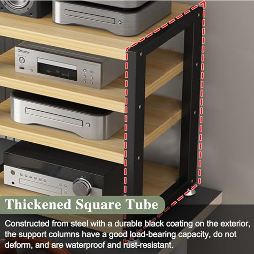 UrbanUp Audio Cabinet Rack Small Space Saving Stereo Cabinet Audio Rack Tower, Lightweight AV Media Stand for Electronics, Wood Texture Router Modem Organizer(4 Tier) - size: 4 Tier