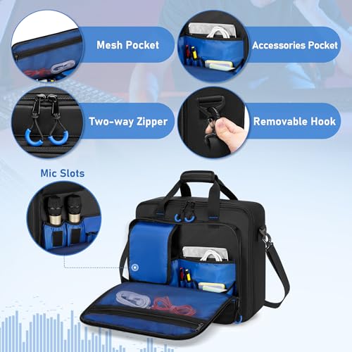 PGmoon Mixer Travel Bag Compatible with Mackie ProFX12v3/ProFX10v3 | Audio Mixer Carrying Case with Multi-Pockets for Mics, Cables and More Equipment (Patented Design)