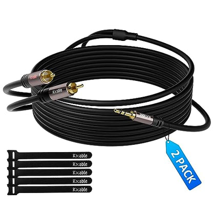 2 Pack 8FT 3.5mm to RCA Stereo Audio Adapter Cable, Auxiliary RCA Y Splitter Cord, Shielded Hi-Fi Sound Cord, For Headphone, MP3, Tablet, Speaker, HDTV & More - size: 8 Feet (2 Pack)