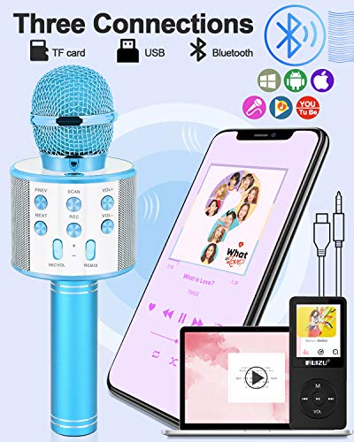 아동용 장난감 만 5 6 7 8 9 10세, 아동용 노래방 마이크, 만 5-12세 여아 남아용 인기 장난감 만 5-12세 청소년 여아 남아용 생일 선물 만 4-12세 여아용 파티 선물 - 블루 - color: 블루.