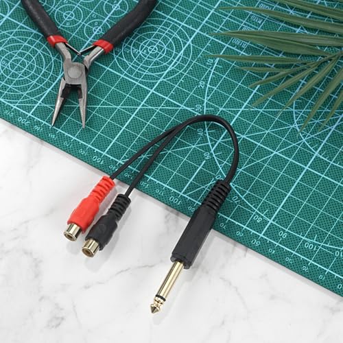 6.35mm to RCA Cable 1/4 Male to Dual RCA Female Splitter Stereo Audio Y Adapter Cord Quarter Inch Mono TS to 2 RCA Female Jack Plug Interconnect for Amplifier Mixer Speaker Home Theater (8 Inch)