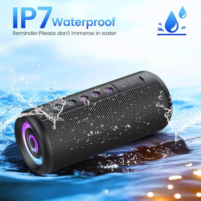 Portable Bluetooth Speaker, 2026 Bluetooth 5.4 Wireless Speaker with 20W HD Loud Stereo Sound, TWS Pairing, 20H playtime, RGB Lights, IP7, Built-in Mic, for Outdoor, Home, Beach, Party, Gift, Black - color: Dark Black