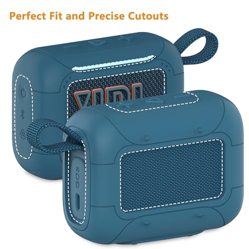 Protective Case for JBL Go 5 Portable Bluetooth Speaker | Accessories Hard Carrying Case and Silicone Cover with Metal Carabiner (Blue Case) - color: Blue Case