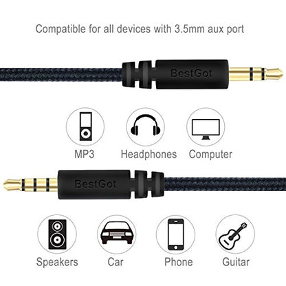 Audio cable with volume control 4.3ft for PS4 Controller, Headphones Black - color: 1 Pack Black, size: 1Pack Black