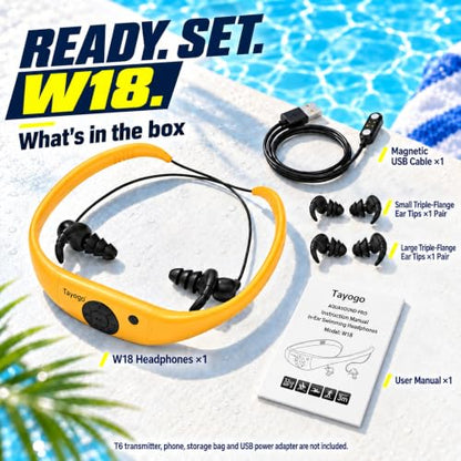 Tayogo 4-in-1 Waterproof MP3 Player for Swimming with Bluetooth and FM - color: yellow