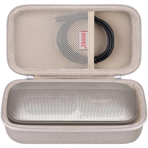 BOVKE Hard Travel Speaker Case for Bose New SoundLink Flex Speaker (2nd Gen) / Bose SoundLink Flex Bluetooth Portable Speaker, Mesh Pocket for Bose Speaker Charger, Charging Cables, Sandstone - color: Sandstone