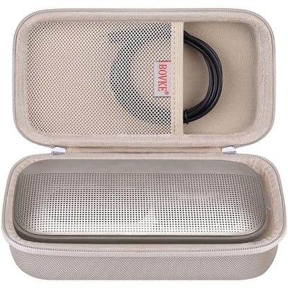 BOVKE Hard Travel Speaker Case for Bose New SoundLink Flex Speaker (2nd Gen) / Bose SoundLink Flex Bluetooth Portable Speaker, Mesh Pocket for Bose Speaker Charger, Charging Cables, Sandstone - color: Sandstone