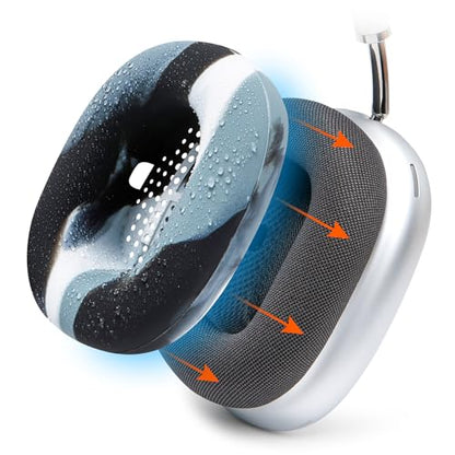 WC SweatZ Max - Patented Silicone Sweat Covers for AirPods Max 1 | Made by Wicked Cushions | (Does Not Fit AirPods Max 2). Sweatproof, Full Earpad Protection | Marble - color: Marble