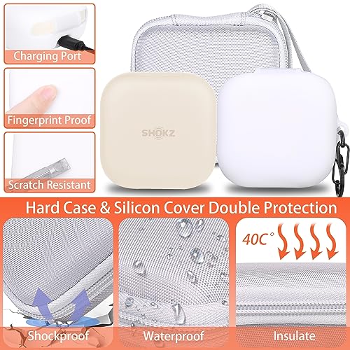 Aenllosi Hard Case for SHOKZ/AfterShokz OpenFit Open-Ear Headphones, White | Silicone cover construction, Water-resistant design, Dust-resistant design, Impact-resistant design - color: White