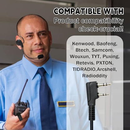 Walkie Talkie Behind-the-Head Headset Over Ear Earpiece Boom Mic Microphone 2 Pin Radio Ear Piece K1 Type Ptt Earphone Headphone for Baofeng Retevis Kenwood rt22 uv-5r h777 888s uv5r rt21 tk-3230