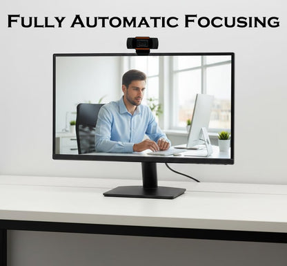 Webcam Webdaraz 1080P HD Autofocus with Stereo Microphone, USB Plug & Play Web Camera for PC/Laptop, Online Classes, Video Calls, Skype, Zoom – W01
