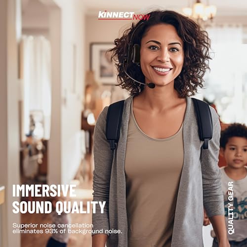 Kinnect Edge Bluetooth Wireless Headset with Microphone – Ideal for Remote Work, Long Battery Life, Noise-Canceling, Comfortable Fit, Compatible with iOS & Android