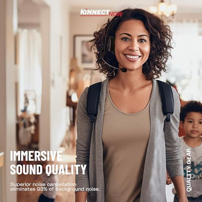 Kinnect Edge Bluetooth Wireless Headset with Microphone – Ideal for Remote Work, Long Battery Life, Noise-Canceling, Comfortable Fit, Compatible with iOS & Android