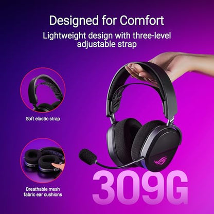 ASUS ROG Pelta Wireless Gaming Headset with Detachable Mic - Black - color: Black