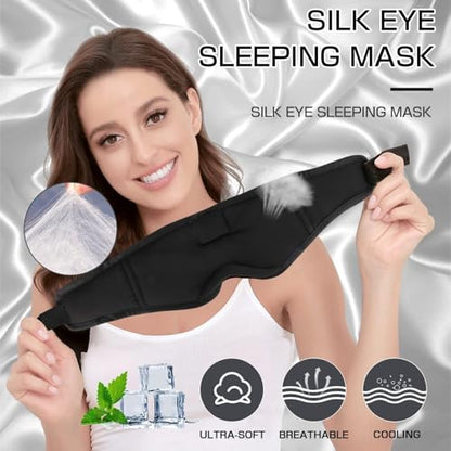 Sleep Mask with Headphones Bluetooth 5.4, LC-dolida Wireless Music Eye Mask for Sleeping Headphones with Soft Silk Cooling Breathable,Ultra-Thin Stereo Speaker for Side Sleepers-Raven - color: Raven