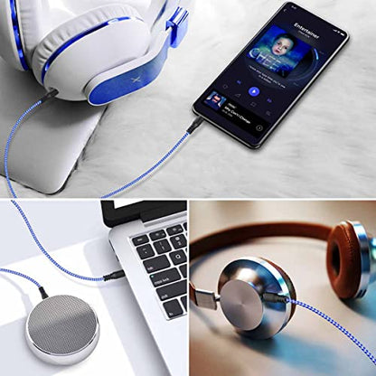 AUX Cord for Car, 7 Pack 3.5mm Auxiliary Audio Cable, Stereo AUX Cable with Flexible Nylon Braided Cords for Car iPad iPhone Samsung Galaxy Google Pixel Tablet PC Headphone Speaker Mic