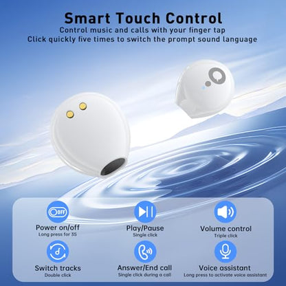 UYI Sleep Headphones, Wireless Sleep Earbuds for Side Sleepers, Mini Invisible Earbuds for Sleeping, Ultra-Thin Bluetooth 5.4, Comfortable Fit (White)