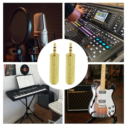 Headphone Adapter 3.5 mm (1/8 inch) Male to 6.35 mm (1/4 Inch) Female Headphone Jack Plug, for Player, Headphone, Guitar Amplifier (6 Pack, Gold) - style: 3.5 mm (1/8 inch) Male to 6.35 mm (1/4 Inch) Female