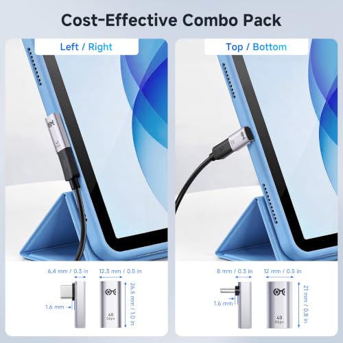Cable Matters Combo-Pack 40Gbps Vertical Right Angle USB-C Adapter Kit | [4K@240Hz Video, 240W Charging, 40Gbps Data Transfer] 90 Degree, Compatible with Thunderbolt 4, iPhone 17/16, Steam Deck - style: Combo - Vertical