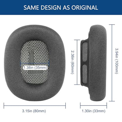 GEVO Upgraded Ear Cushions Replacement Earpads for AirPods Max 1 & 2 Headphones, Mesh Fabric Ear Pads Ear Covers Cups with Memory Foam and Magnet for AirPods Max 1 & 2 (Space Gray) - color: Space Gray