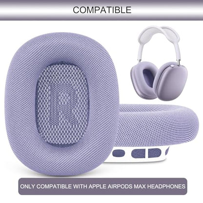 GEVO Upgraded Ear Cushions Replacement Earpads for AirPods Max 1 & 2 Headphones, Mesh Fabric Ear Pads Ear Covers Cups with Memory Foam and Magnet for AirPods Max 1 & 2 (Purple) - color: Purple