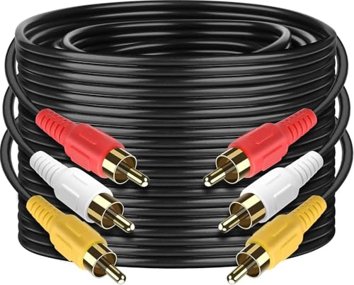 3 RCA Cable Audio Video Composite Male to Male DVD Cable (15 Feet) - size: 15 Feet