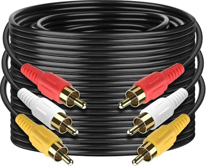 3 RCA Cable Audio Video Composite Male to Male DVD Cable (15 Feet) - size: 15 Feet