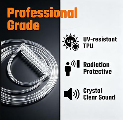 2 Pack Clear Acoustic Tube Replacement with Ear Fins Earmold | Two-Way Radio Police Earpiece Accessories, Soft Silicone Fins Anti-Slip Ear Mold Stable Fit - color: Clear
