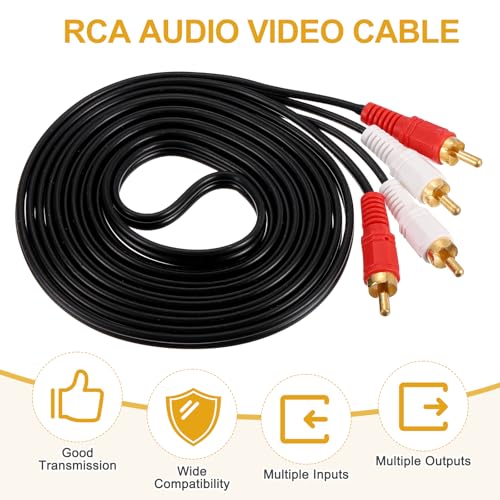 MECCANIXITY 10ft RCA Cable, 2RCA Male to 2RCA Male Audio Video Speaker Cable for Subwoofer Amplifier Home Theater DVD TV - size: 10ft, style: 2RCA Male to 2RCA Male