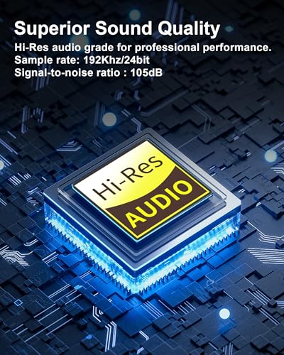 Portable Audio Interface 24bit/192kHz, Dual Gain Knob, USB C Interface | 24bit/192kHz sampling rate, Hi-Fi audio quality, Dual gain dial, Compatible with mixer/sound card for podcaster and creator - color: Silver