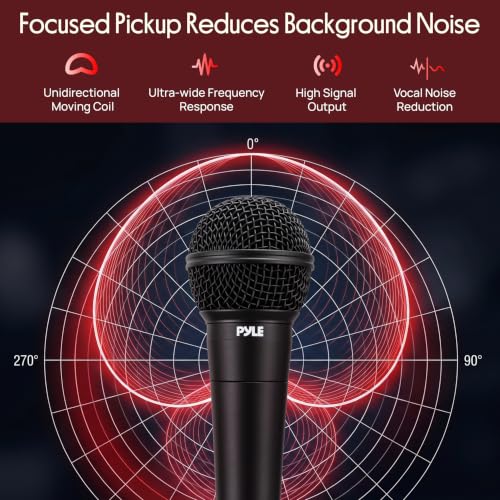 Pyle Dynamic Microphone | Cardioid Wired Karaoke Mic with 15ft Cable - color: Classic Black