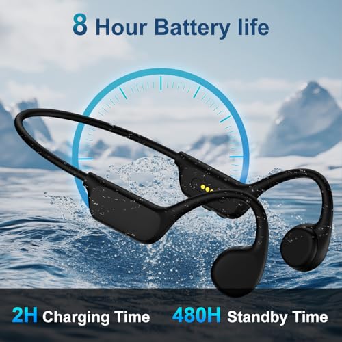 Swimming Headphones, IPX8 Waterproof Bone Conduction Headphone Wireless Underwater Earbuds with Replacement Magnetic Charging Cable