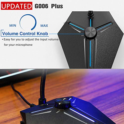 CMTECK USB Computer Microphone, Plug & Play, RGB Light for PC, Laptop | One-touch mute with LED indicator, noise-cancelling, 360° adjustable extra-long gooseneck desktop Mic. Works with Windows/Mac - color: with volume control